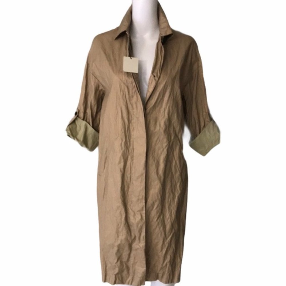 NWT ZARA Metallic Mid Length Trench Coat